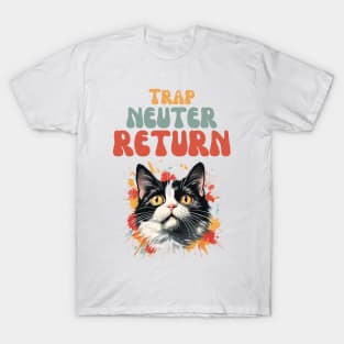 Groovy Trap Neuter Return Cat Design - Supporting Feral Cats' Welfare T-Shirt